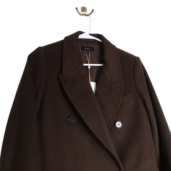New Quince Women's XS Italian Classic Double Breasted Wool Coat Dark Chocolate - Picture 5 of 13